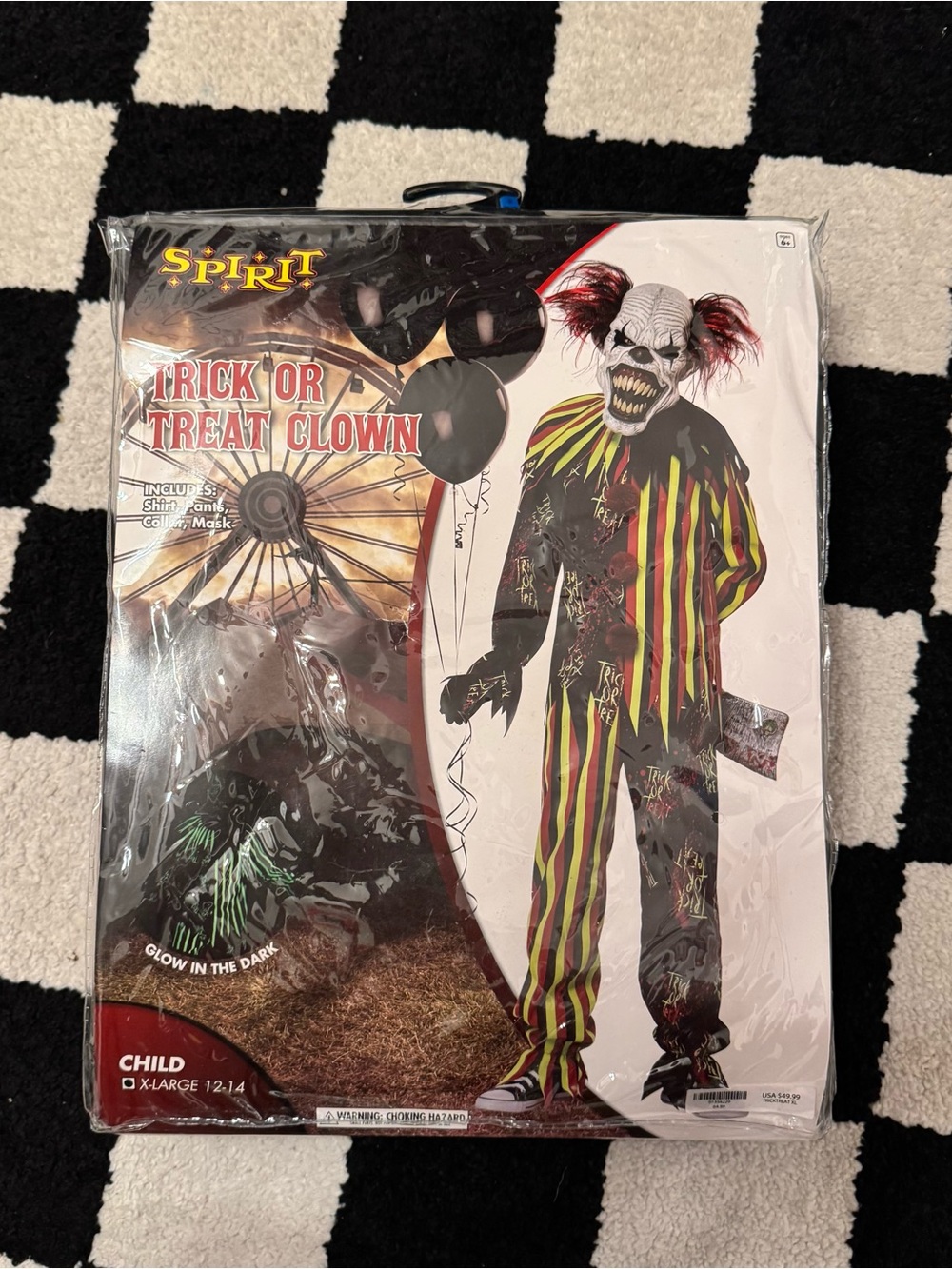 Spirit Trick or Treat Clown Costume with Mask Size XLarge